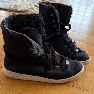 UGG Black Lace-Up Shearling-Lined Women's Boots